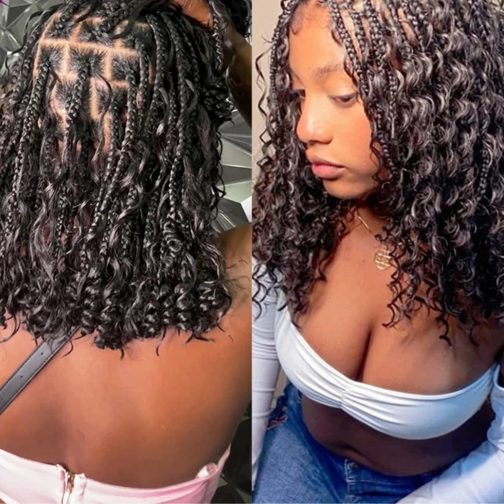 Full Lace Curly Wig Boho Bob Braids