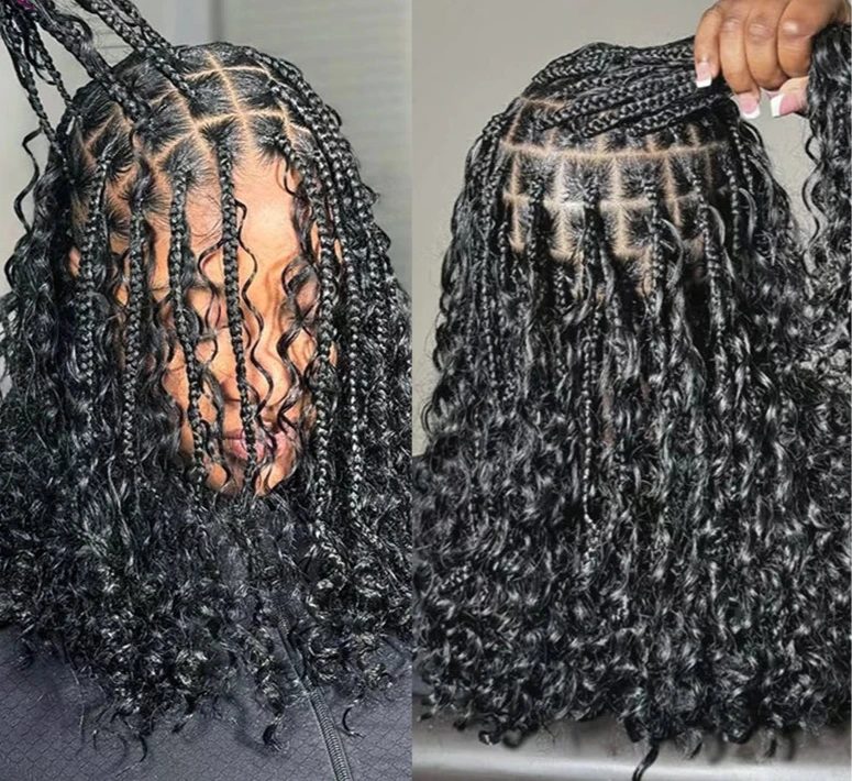 Full Lace Curly Wig Boho Bob Braids