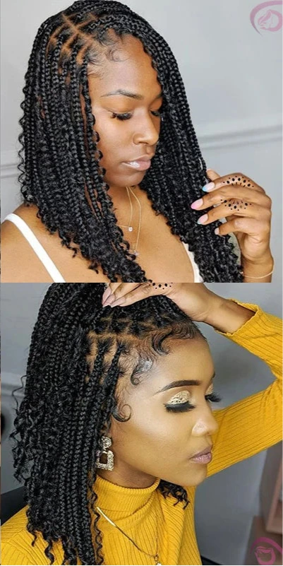 Full Lace Curly Wig Boho Bob Braids