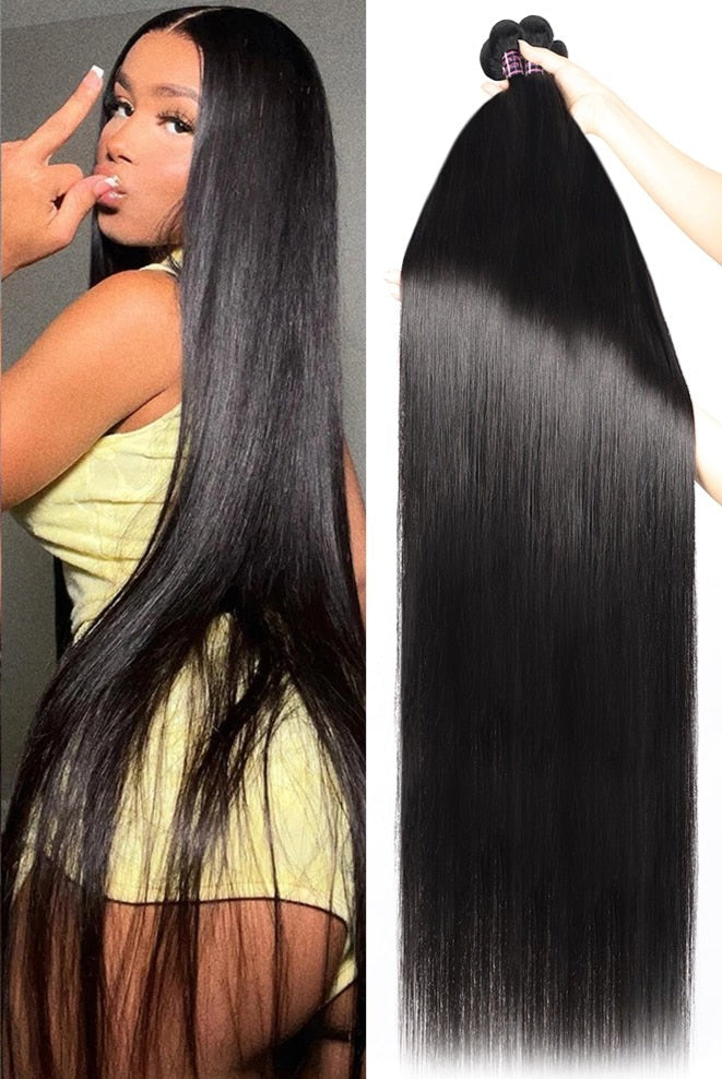 Bone Straight Human Hair Bundles Brazilian Hair Weave Bundles 30 Inch