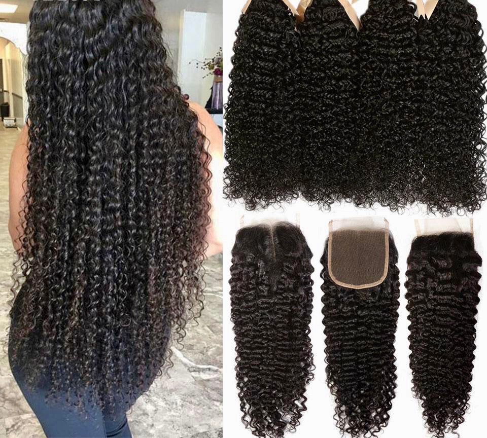 Malaysian Kinky Curly Bundles With Closure