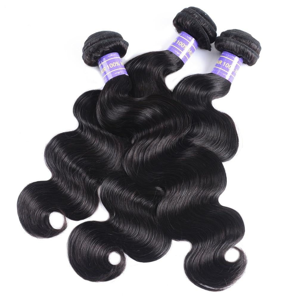 Body Wave Human Hair Bundles With Closure Malaysian