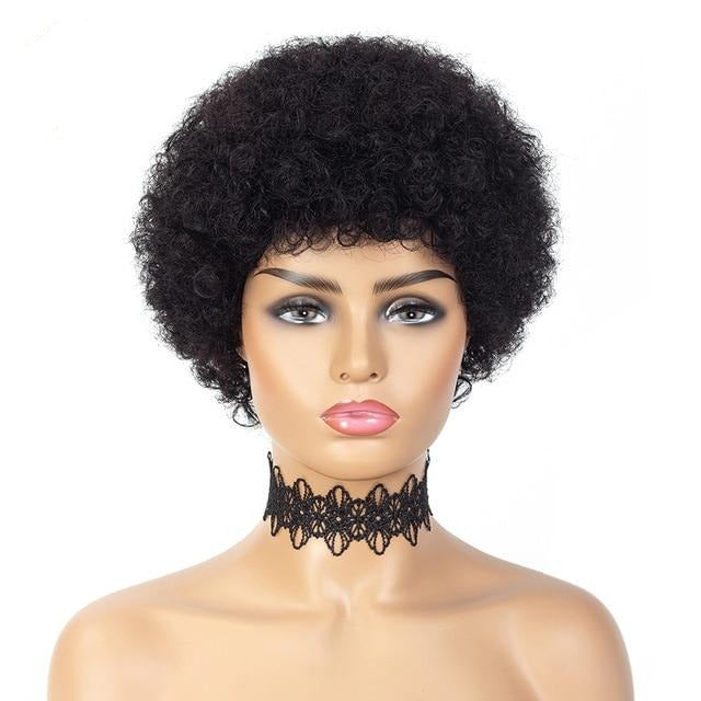 Short Afro Kinky Human Curly Wig Brazilian