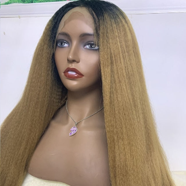 Kinky Straight Fiber Hair Lace front Wigs