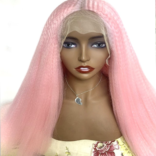 Kinky Straight Fiber Hair Lace front Wigs