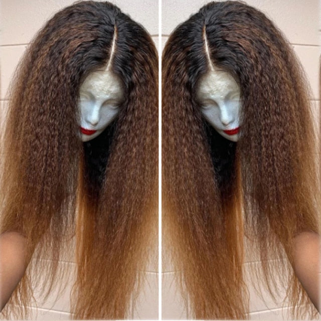 Kinky Straight Fiber Hair Lace front Wigs