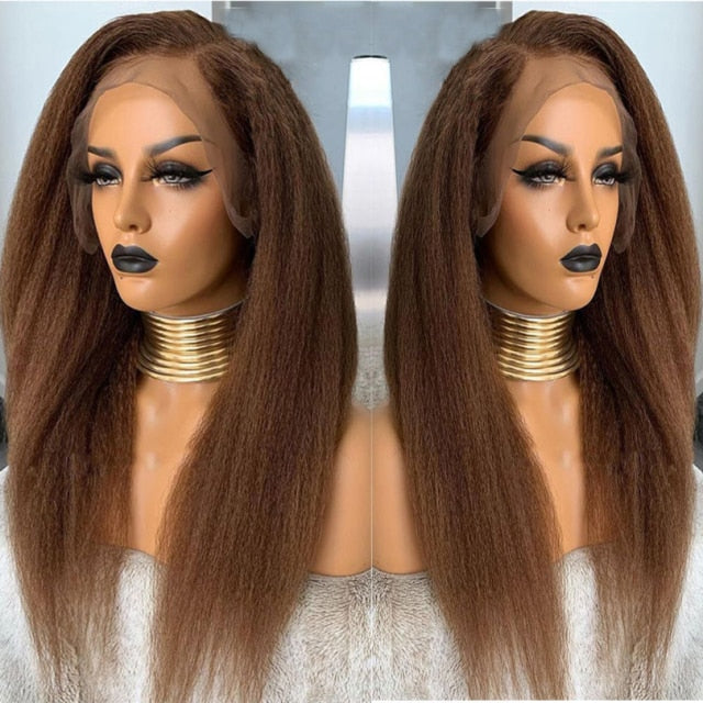 Kinky Straight Fiber Hair Lace front Wigs