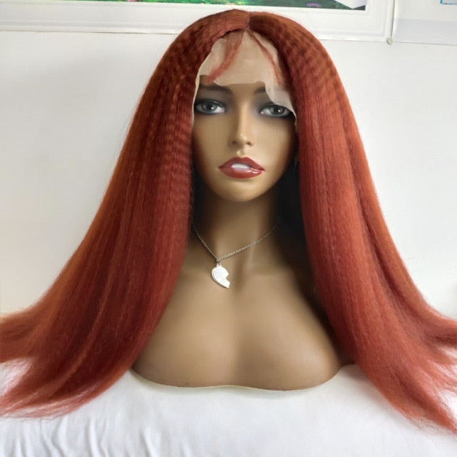 Kinky Straight Fiber Hair Lace front Wigs