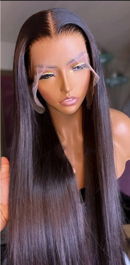 Transparent Straight Lace Front Human Hair Wigs 30 40 Inch Brazilian Natural